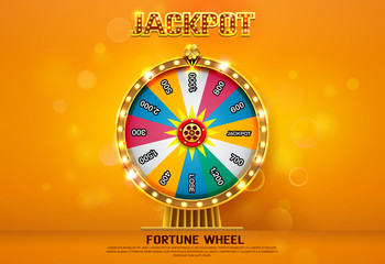 fortune wheel spinning  on bokeh background - obrazy, fototapety, plakaty