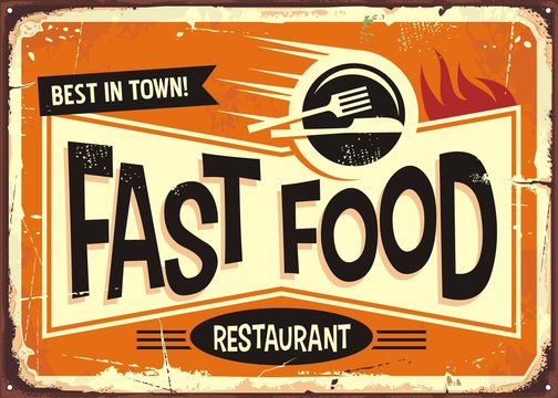 Fast Food Restaurant Vintage Tin Sign Design