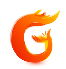 Letter G in fire flame icon vector