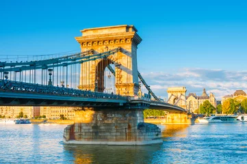 Acrylic prints Széchenyi Chain Bridge Chain bridge across the Danube river at sunset in Budapest, Hungary
