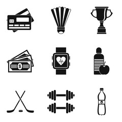 Salary of athlete icons set, simple style