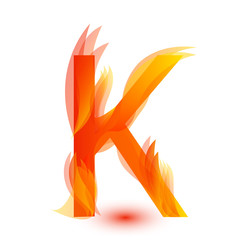 Letter K in fire flame icon vector