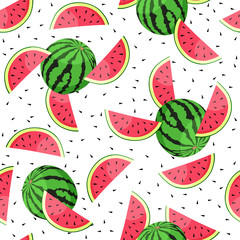 Seamless pattern with watermelon slices. Vector illustration.