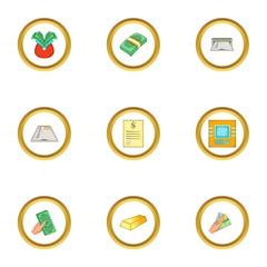 Atm icons set, cartoon style