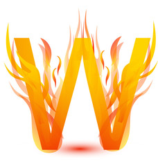 Letter W in fire flame icon vector
