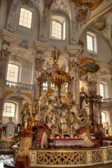 Fototapeta na wymiar Altar Klosterkirche Vierzehnheiligen in Oberfranken