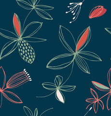 Decorative stylish floral seamless pattern. Vector background with cute flowers