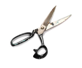 dirty scissors isolated on white background