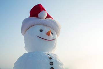 santa claus snowman in red hat.