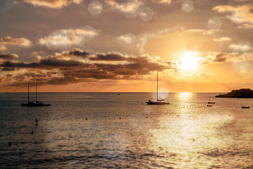 Magnificent sunset above the Mediterranean Sea. Ibiza, Spain