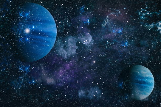 Fototapeta Universe scene with planets, stars and galaxies in outer space showing the beauty of space exploration. Elements furnished by NASA    