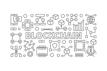 Fototapeta na wymiar Modern technology banner made with block chain icons and word BL