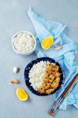 Orange teriyaki chicken with rice