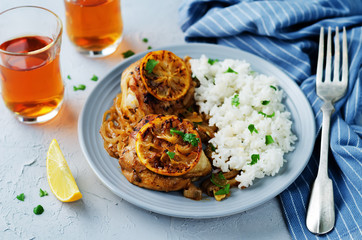 Moroccan lemon chicken with rice