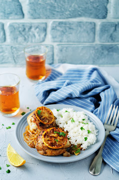 Moroccan lemon chicken with rice