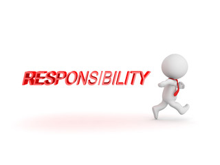 3D Character running away from responsibility