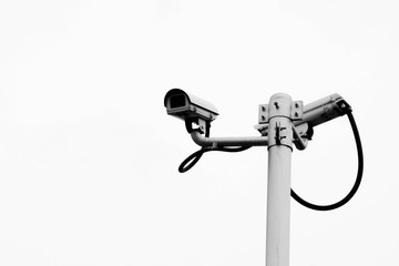 Security CCTV camera isolated on white background