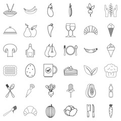 Cafe icons set, outline style