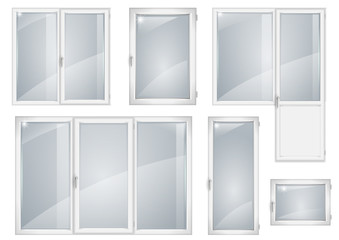 Set of white plastic windows
