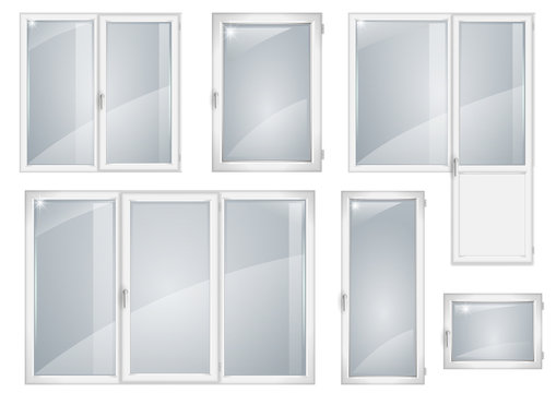 Set of white plastic windows