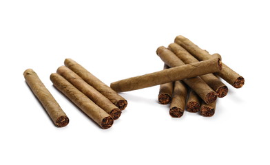 Cigarillos without filter isolated over white background