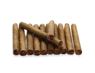 Cigarillos without filter isolated over white background