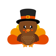 cute turkey vector with hat