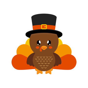 cute turkey vector with hat