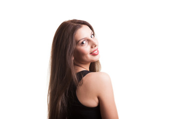 Naklejka premium Young pretty teenager girl in the studio making faces isolated over white background
