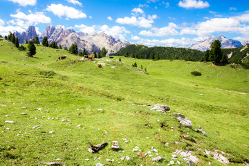 Fototapeta na wymiar Prato Piazza, famous plateau in the Dolomites, in South Tyrol, Italy