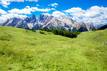 Prato Piazza, famous plateau in the Dolomites, in South Tyrol, Italy