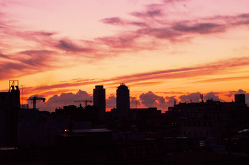 Fototapeta na wymiar sunset over barcelona