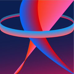 Fluid Colors with Pink ed Blue Gradient on Pink Background. Abstract Background. Perfect for Cover, Print, Poster and Flyer design. Vector Illustration.