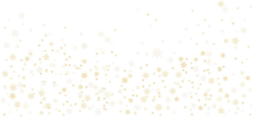 Abstract pattern of random falling gold stars on white background.