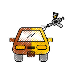 car body painting service with spray gun vector illustration
