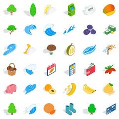 Life icons set, isometric style