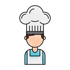 young confident chef man in uniform hat sign