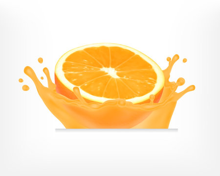 Orange fruit with juice splash