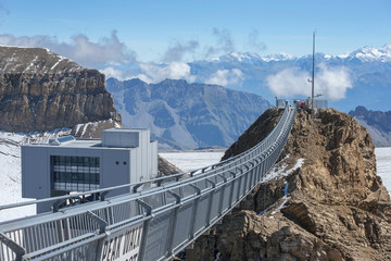 suspension bridge, Glacier 3000 in Switzerland - obrazy, fototapety, plakaty