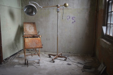 Abandoned hospital with medical equipment 