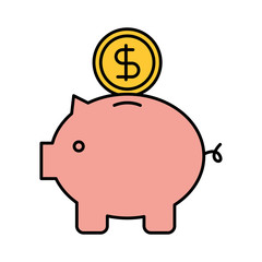 piggy coin dollar money bank safety investment symbol vector illustration