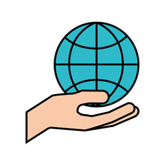 hand holding globe world commerce financial vector illustration