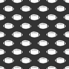 Football, rugby ball seamless pattern hand drawn sketch, vector illustration