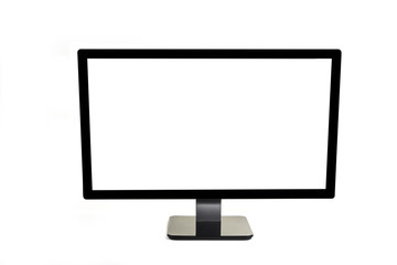 Monitor with blank white screen. Isolated on white background