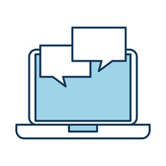 laptop with speech bubble communication dialog vector illustration