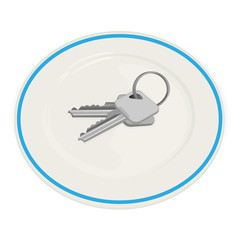 Keys on a plate vector illustration