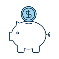 piggy coin dollar money bank safety investment symbol vector illustration