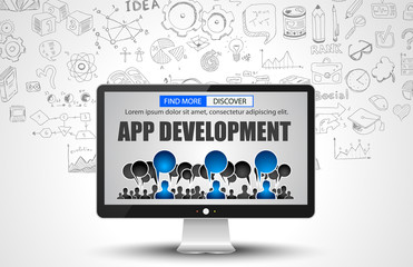 App Development  concept with Business Doodle design style