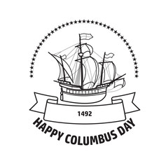 Happy Columbus day greeting card. Vector illustration.