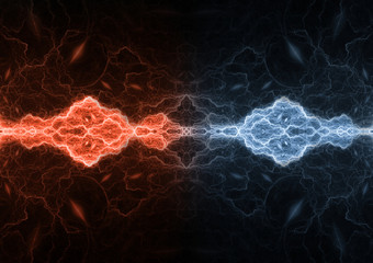 Fire and ice abstract lightning, plasma background